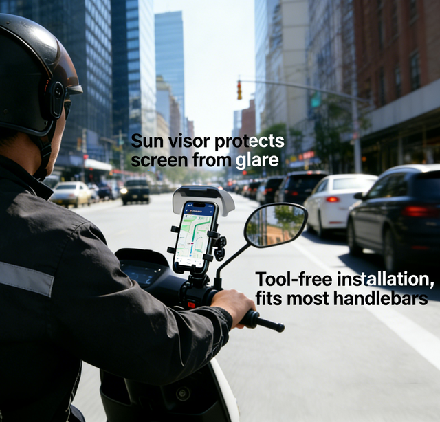 Waterproof Lock Motorcycle Phone Mount Anti-theft Shock Absorbing Navigation Holder Sun Visor Electric Vehicle Delivery Rider