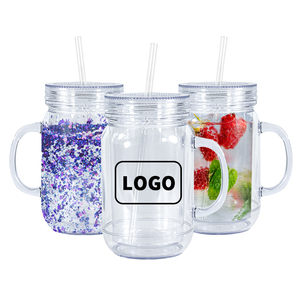 Tùy chỉnh biểu tượng 20oz đôi tường tuyết Globe <span class=keywords><strong>Mason</strong></span> <span class=keywords><strong>Jar</strong></span> với xử lý nhựa <span class=keywords><strong>Jar</strong></span> Mug với lỗ và cắm pre-khoan - Product Image 2