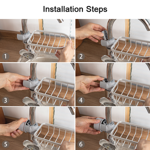 Gloway Faucet Drying Storage Rack <strong>Burr</strong> Free Aluminum Grid Design Bottom Space Saving Kitchen Sink Caddy Organizer Sponge <strong>Holder</strong> - Product Image 3