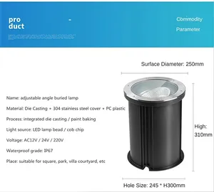 Lumière souterraine Led pour l'extérieur 5W 10W étanche encastré de jardin enterré COB réglable éclairage souterrain 220V 110V blanc chaud - Product Image 6