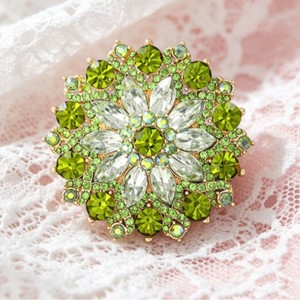 Broche de aleación chapado en oro con diseño de girasol y diamantes de imitación coloridos, joyería de lujo para mujer, regalo de compromiso o boda - Product Image 2