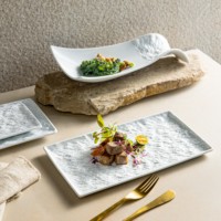 Vaisselle en porcelaine pour hôtel, assiettes à dessert, bols à soupe et à salade, vaisselle en céramique style pierre, assiettes créatives pour restaurant