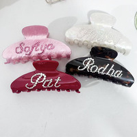 Pince à cheveux en acétate de luxe avec logo personnalisé UME, strass et cristaux tendance, accessoire de mode pour usage quotidien