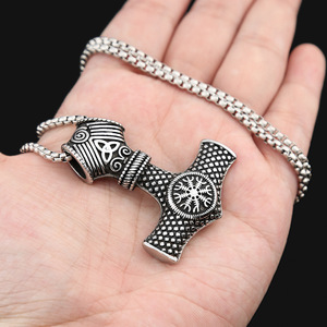 yunnique Thor's Hammer Pendant Stainless Steel Necklace For Men Viking Rune Design Gift Jewelry - Product Image 4