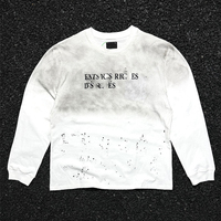 T-shirt à manches longues pour homme, coupe ample, style streetwear, design unique avec effet de peinture éclaboussée, lavage sale et finition vieillie