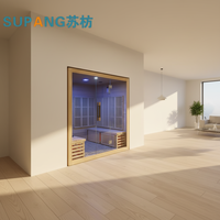 Sauna Uap Luar Ruangan Mewah Modern 2 Orang Berbahan Kayu Hemlock Kanada dengan Panel Kontrol Komputer