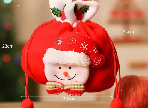 White-edge fleece Christmas bag snowman style