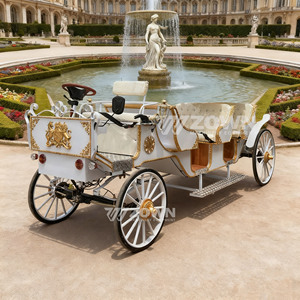 Élégante calèche royale à chevaux, chariot victorien vintage pour cérémonie de mariage en plein air, défilé, séance photo - Product Image 5