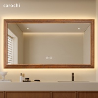 Miroir intelligent de style médiéval Wabi-Sabi vintage, éclairage LED, lentilles argentées haute définition, miroir mural éclairé, miroir solide