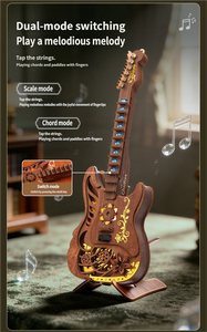 Modelo de Guitarra de Madera con Luces, Funciona con Pilas, Kit de Ensamblaje DIY, Decoración de Escritorio, Regalo de Cumpleaños, Recuerdo, Juguete para Amantes de la Música - Product Image 5