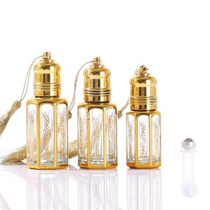 3ml 6ml 12ml commercio all'ingrosso elettrovalda ottagonale arabo fantasia Attar rotolo di olio su bottiglia di profumo di vetro per olio Oud - Product Image 2