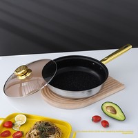 Set Peralatan Masak Stainless Steel 6 Buah Anti Lengket, Termasuk Wajan, Panci Susu, Panci Sup, Tutup Kaca, dan Cocok untuk Semua Jenis Kompor