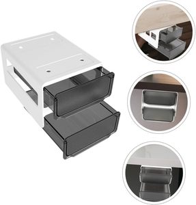 Under Desk Storage <b>Plastic</b> Double Layer Transparent Self-Adhesive Table Drawer Organizer With <b>Sliding</b> - Product Image 2
