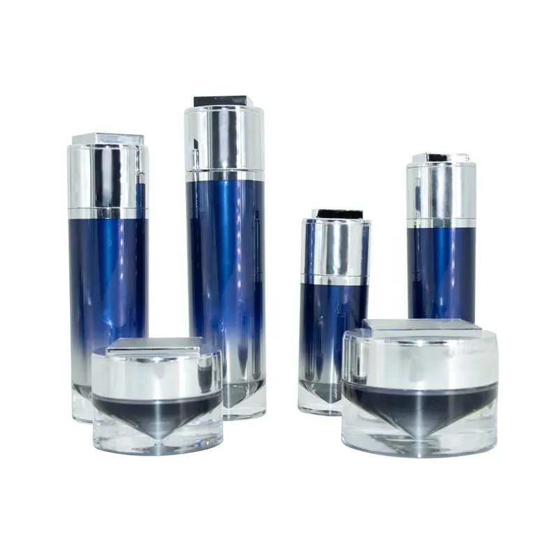 15ml 30 ml 50ml 100ml Luxus Silber weiß Acryl Airless Serum Flasche Hautpflege Acryl Gläser und Flaschen Set für Kosmetika
