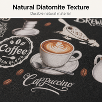 Tapis de machine à café en diatomite Jacey, absorbant l'eau, séchage rapide, antidérapant, design café, tapis de bureau 45x55cm pour la cuisine