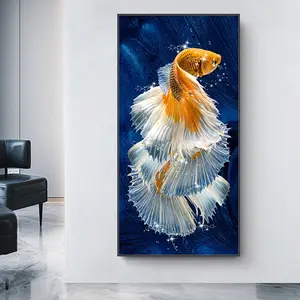 Золотой рисунок рыбы плакат Современный Prdiesel топливный насос плунжерор для гостиной животных домашний декор холст украшение дома масло Mata