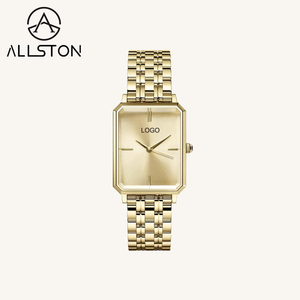 Đồng hồ nữ mặt vuông tối giản bằng thép không gỉ mạ vàng kiểu dáng thời trang kinh doanh năm 2025, vỏ hợp kim, mặt kính, in logo thương hiệu - Product Image 6