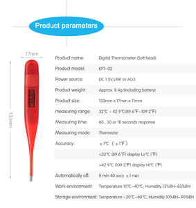 COCET Thermomètre médical portable personnalisé étanche Oral Thermomètre numérique clinique pour fièvre des aisselles rectale - Product Image 6