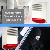 Sirène d'alarme extérieure filaire 128 dB avec batterie de secours, IP45, 50 W, durable, certifiée CE, en ABS, lumière stroboscopique sonore, bleu/rouge/orange