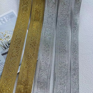 Etnik tarzı şerit jakarlı dokuma dokuma küçük çiçekler altın ve gümüş konfeksiyon aksesuarları genişliği <span class=keywords><strong>2.2</strong></span>-4 cm ST-2060 - Product Image 6