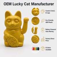 Chat porte-bonheur Maneki Neko de 15 cm, à piles, en plastique ABS, design Art Déco artisanal, décoration d'intérieur, couleur personnalisée, logo OEM