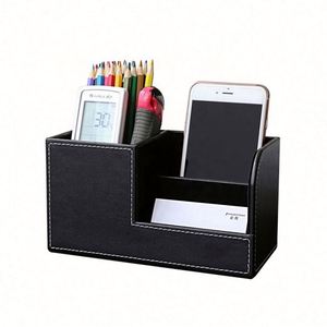 กล่องใส่ปากกาและอุปกรณ์สำนักงานแบบมีโลโก้พิมพ์ลายตามสั่ง เป็นมิตรกับสิ่งแวดล้อม ทำจากหนัง PU สำหรับจัดระเบียบโต๊ะทำงาน 3 ช่อง - Product Image 3