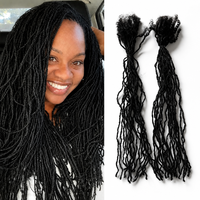 Ekstensi Rambut Manusia Premium Inter Curly Locs 12 Inch 0.1cm Warna Alami Buatan Tangan Lembut Ringan Tahan Lama