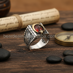 Anillo de plata de ley 925K para hombre, turco, Moonstar, imperio otomano - Product Image 3