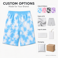 Shorts de bain tie-dye en gros, 100 % coton French Terry épais, écologiques, respirants, pour hommes, taille élastique, OEM ODM
