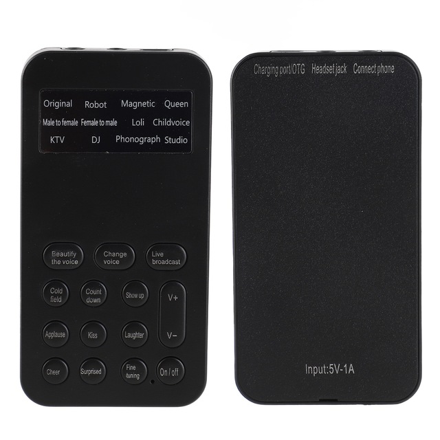 Voice Changer Multifunction 12 Sound Effects Fine Tuning Function One Click Operating Mini Sound Card Voice Changer