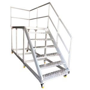 Plateforme de sécurité mobile d'usine en vente directe, escalier en aluminium avec main courante, plateforme de travail, échelle à roulettes et verrous - Product Image 1