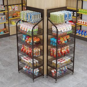 Estante de almacenamiento de varias capas con ruedas, 5 niveles, con recubrimiento en polvo, duradero, para exhibición de refrigerios y bebidas en supermercados - Product Image 2