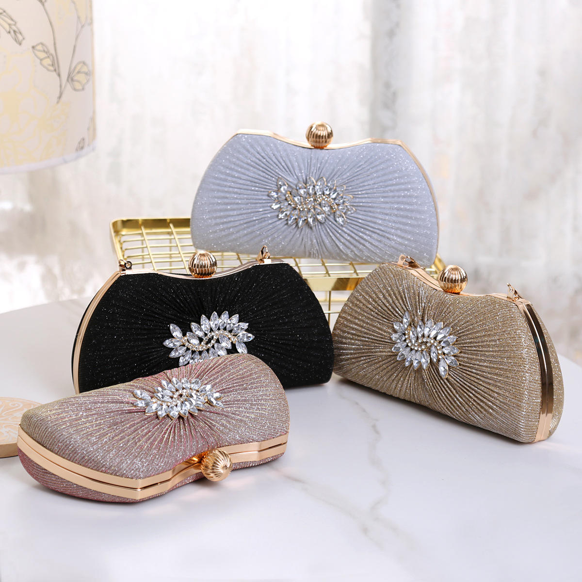 Hot Sale Wedding Shiny Evening Bags Luxury Glitter Clutch Bride Bag Party  Rhinestone Evening Bags for Ladies Sac Tendance 2025