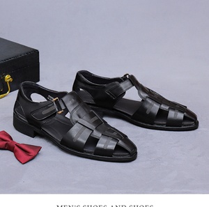 Mocassins de bureau pour hommes en cuir véritable, imperméables, antidérapants, légers, à motif floral intemporel, à enfiler, à bout fermé - Product Image 1