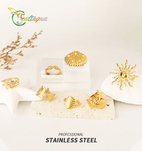 Fatingna 세련된 트렌디 조정 가능한 티타늄 스틸 링 개인 이름 금도금 스테인레스 스틸 속지 고유 번호 보석 - Product Image 3