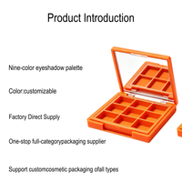 Nouvelle boîte carrée écologique pour fards à paupières et blush, avec neuf compartiments, en plastique ABS, matériaux d'emballage cosmétique personnalisables