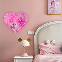 Nouvelle lampe LED néon en forme de cœur en acrylique, miroir lumineux, intensité réglable, lumière décorative d'intérieur pour chambre et scène