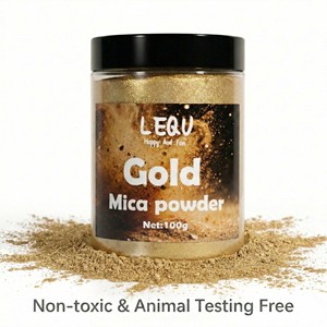 Poudre de mica dorée LEQU Happy And Fun 100g, pigment métallique pour artisanat, art et projets de bricolage - Product Image 1
