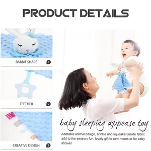 Baby Comforter Blanket <strong>Stuffed</strong> <strong>Animal</strong> <strong>Newborn</strong> Sleeping Snuggle Plush Toys Super Soft Hanging Elephant Dolls With Teether Rattles - Product Image 3