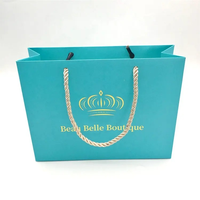 Sacs cadeaux personnalisés en papier d'art bleu de luxe, écologiques et recyclables, avec poignée en ruban et logo, pour mariage, vêtements, vente au détail, fête