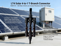 Connecteur en T solaire photovoltaïque YULIAN certifié TUV IP67 4-en-1 1000V CC anti-corrosion, accessoire de câblage compatible