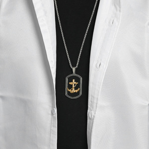 Retro yunnique trendy <b>titanium</b> steel anchor necklace for men, niche artistic high-end sweater <b>chain</b> pendant, Donggu - Product Image 3
