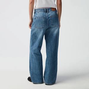 Dramatische Weite Blaue Jeans für Damen mit Hoher Taille Locker Sitzende Palazzo-Hose Vintage Lässiger Retro Streetstyle Hosen - Product Image 2