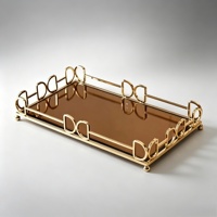 Plateau de rangement flexible en métal doré de luxe au design européen pour aliments, bijoux et outils