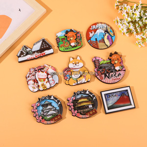 Aimant de réfrigérateur japonais, aimant de réfrigérateur panoramique, décoration magnétique créative en bois pour réfrigérateur, cadeau commémoratif de voyage - Product Image 1