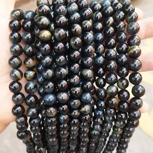JD AAAAA + 15 couleurs 4 6 8 10 12 14mm pierre naturelle multicolore oeil de tigre perles rondes en vrac pour la fabrication de bijoux