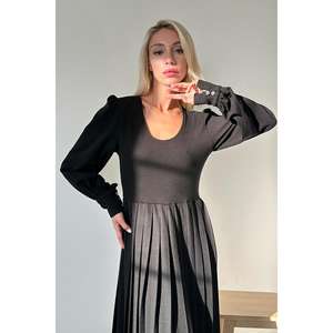 ชุดราตรีทรงเอไลน์สีดำสุดหรู คอเสื้อแบบครูว์เนค ผ้าเครป เอวเข้ารูปพอดีตัว สวมใส่สบาย - Product Image 3