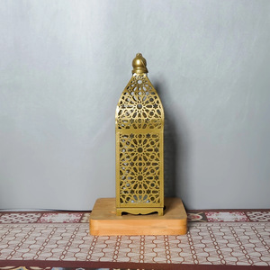 Lámparas y Faroles <span class=keywords><strong>LED</strong></span> Huecos de Metal Blanco y Dorado al por Mayor, Farol Decorativo Marroquí para Ramadán, Decoraciones de Ramadán EID Mubarak - Product Image 5