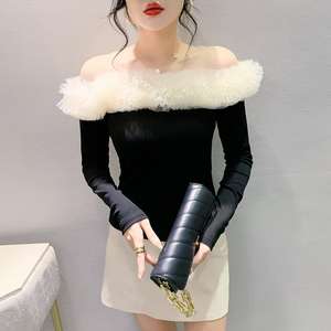 Conception originale printemps nouveau sans bretelles Sexy <span class=keywords><strong>Chic</strong></span> fleurs mode à la mode petite chemise moelleux grande dentelle T - Product Image 3