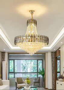 Precio de fábrica Iluminación interior Ámbar Gris Sala de estar Moderna Islámica Colgar Luz K9 Araña de cristal - Product Image 6